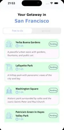 Lista de sítios para uma escapadela em São Francisco, cada um marcado por visitar