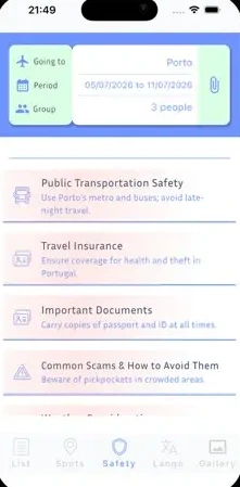 Cartões de precauções da viagem: transportes, seguro, documentos e burlas comuns